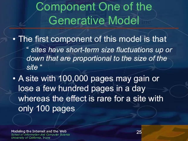 Component One of the Generative Model The first component of