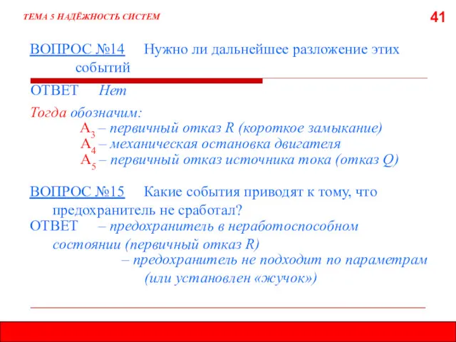 41 ВОПРОС №14 Нужно ли дальнейшее разложение этих событий ТЕМА