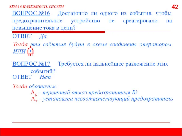 42 ВОПРОС №16 Достаточно ли одного из события, чтобы предохранительное