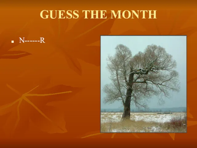 GUESS THE MONTH N------R