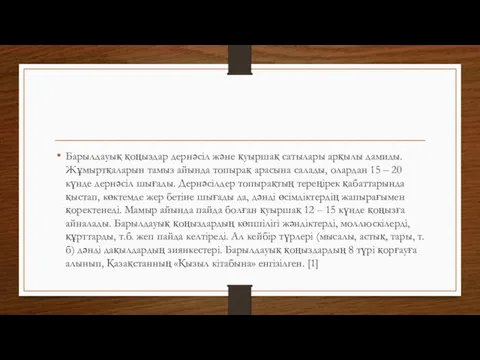 Барылдауық қоңыздар дернәсіл және қуыршақ сатылары арқылы дамиды. Жұмыртқаларын тамыз