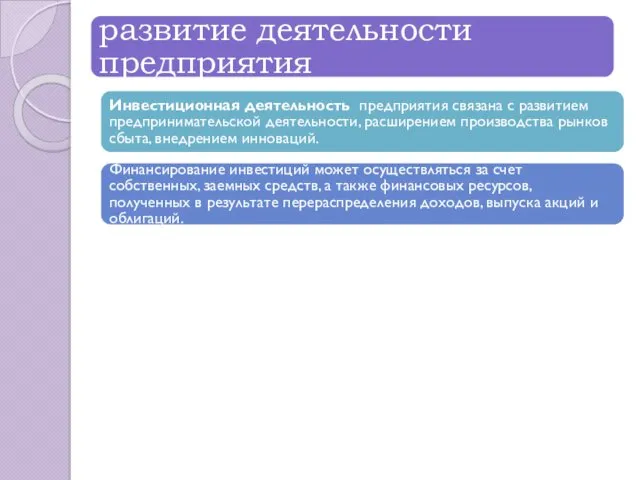 Инвестиционная деятельность предприятия связана с развитием предпринимательской деятельности, расширением производства