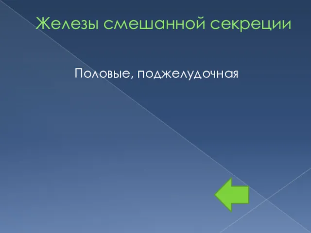 Железы смешанной секреции Половые, поджелудочная