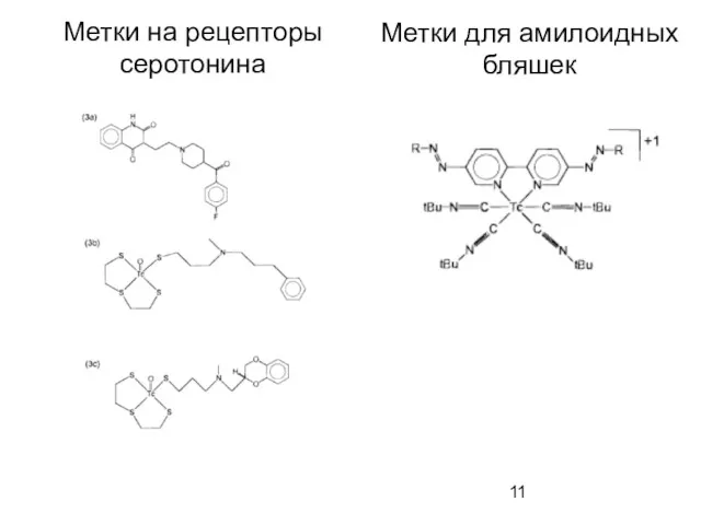 Метки на рецепторы серотонина Метки для амилоидных бляшек