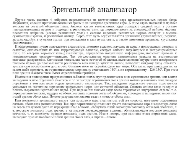 Другая часть аксонов 4 нейронов переключается на вегетативные ядра глазодвигательных