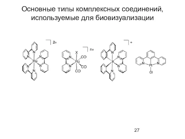 Основные типы комплексных соединений, используемые для биовизуализации