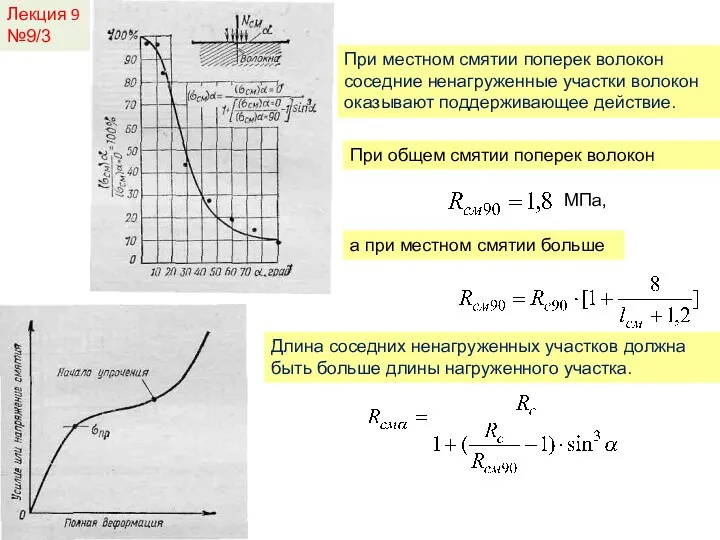 Лекция 9 №9/3 При местном смятии поперек волокон соседние ненагруженные