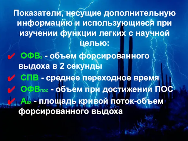 Показатели, несущие дополнительную информацию и использующиеся при изучении функции легких