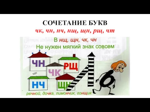 СОЧЕТАНИЕ БУКВ чк, чн, нч, нщ, щн, рщ, чт