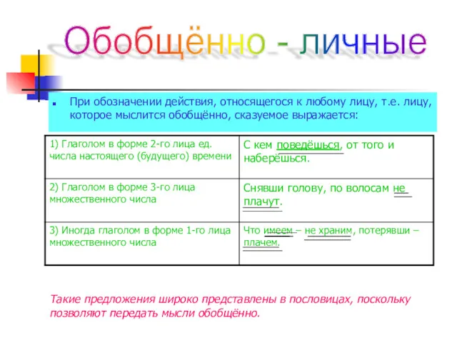 При обозначении действия, относящегося к любому лицу, т.е. лицу, которое