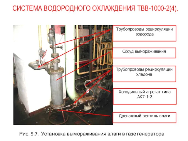 СИСТЕМА ВОДОРОДНОГО ОХЛАЖДЕНИЯ ТВВ-1000-2(4). Рис. 5.7. Установка вымораживания влаги в газе генератора