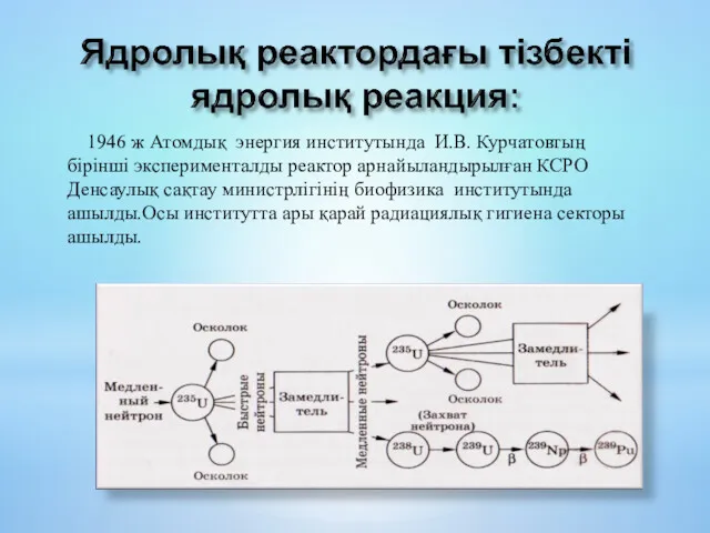 1946 ж Атомдық энергия институтында И.В. Курчатовтың бірінші эксперименталды реактор