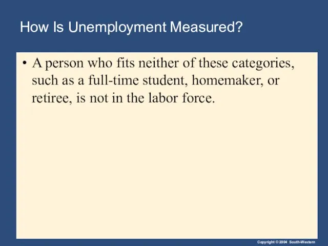 How Is Unemployment Measured? A person who fits neither of