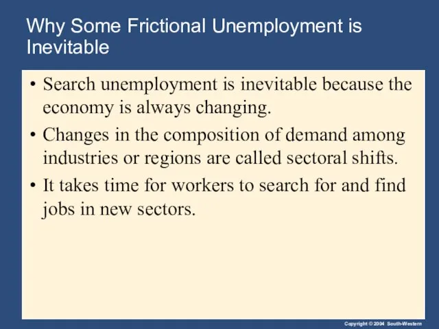 Why Some Frictional Unemployment is Inevitable Search unemployment is inevitable