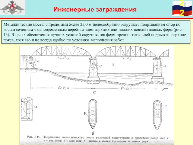 Инженерные заграждения Металлические мосты с пролетами более 25,0 м целесообразно
