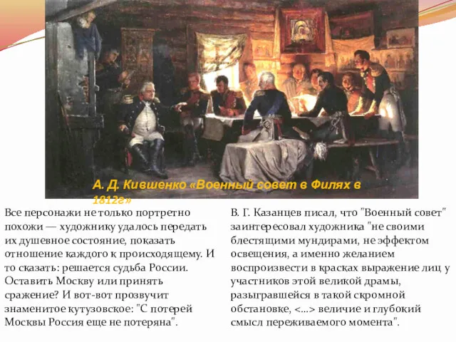 А. Д. Кившенко «Военный совет в Филях в 1812г» Все