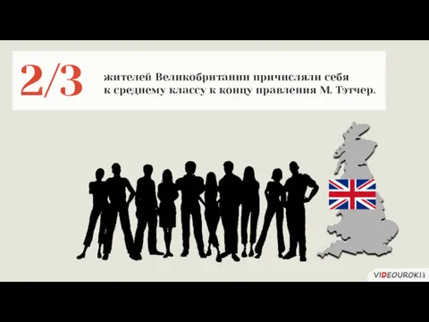 2/3 жителей Великобритании причисляли себя к среднему классу к концу правления М. Тэтчер.