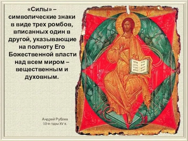 Андрей Рублев 10-е годы XV в. «Силы» – символические знаки в виде трех