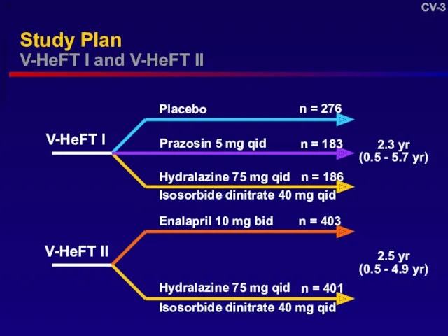 Placebo Isosorbide dinitrate 40 mg qid Enalapril 10 mg bid