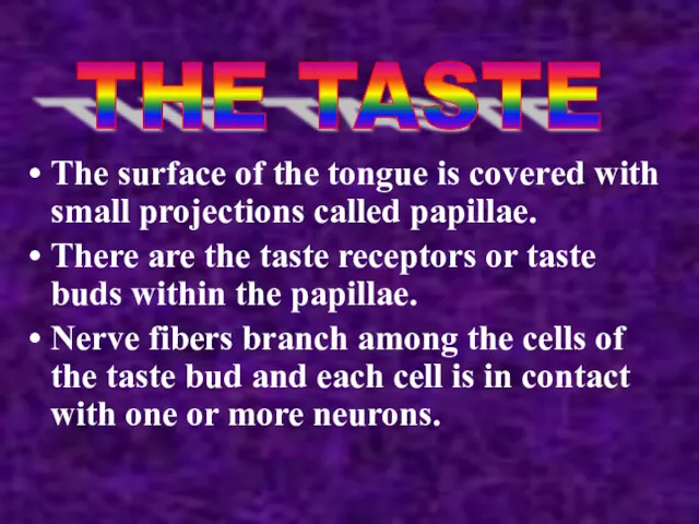 The surface of the tongue is covered with small projections called papillae. There