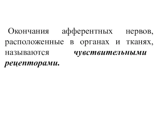 Окончания афферентных нервов, расположенные в органах и тканях, называются чувствительными рецепторами.