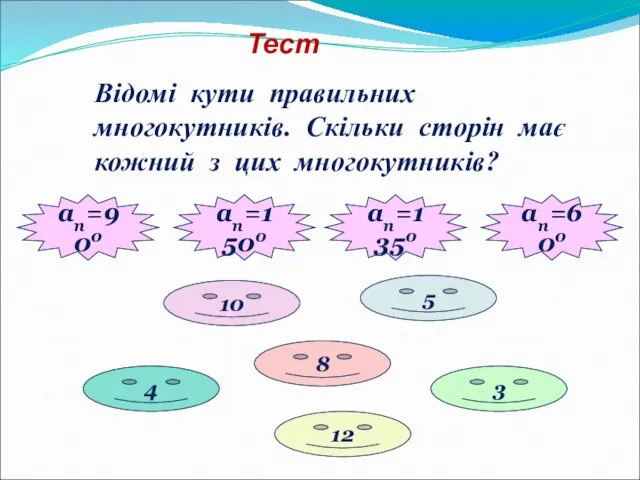 Відомі кути правильних многокутників. Скільки сторін має кожний з цих