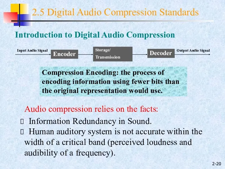 2- 2.5 Digital Audio Compression Standards Introduction to Digital Audio