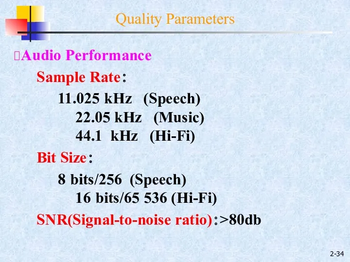 2- Audio Performance Sample Rate： 11.025 kHz (Speech) 22.05 kHz