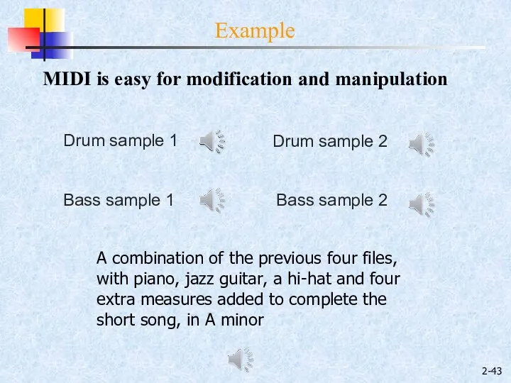 2- Example Drum sample 1 Drum sample 2 Bass sample