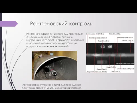 Рентгеновский контроль Рентгенографический контроль производят с целью выявления поверхностных и