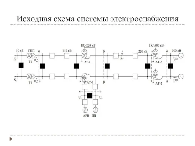 Исходная схема системы электроснабжения