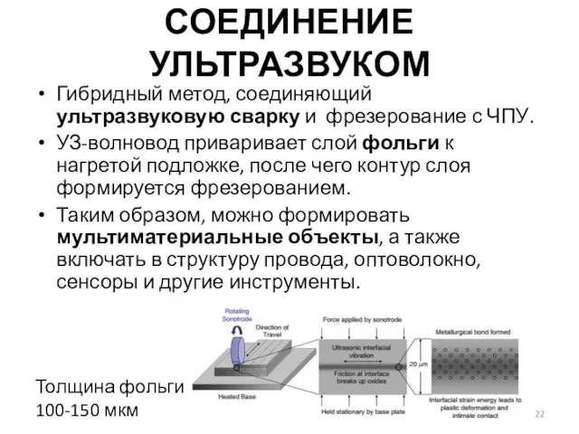 СОЕДИНЕНИЕ УЛЬТРАЗВУКОМ Гибридный метод, соединяющий ультразвуковую сварку и фрезерование с