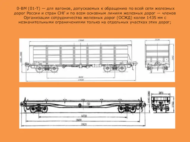 0-ВМ (01-Т) — для вагонов, допускаемых к обращению по всей сети железных дорог