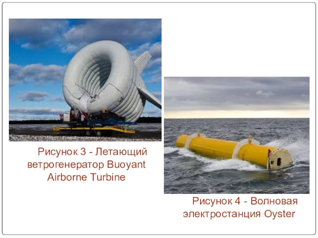 Рисунок 3 - Летающий ветрогенератор Buoyant Airborne Turbine Рисунок 4 - Волновая электростанция Oyster