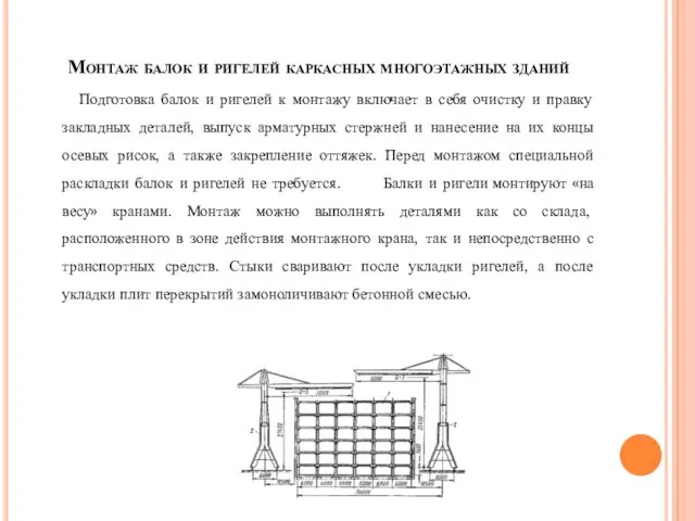 Монтаж балок и ригелей каркасных многоэтажных зданий Подготовка балок и