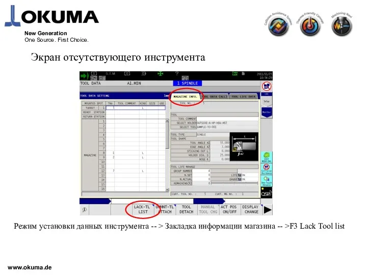 www.okuma.de New Generation One Source. First Choice. Экран отсутствующего инструмента