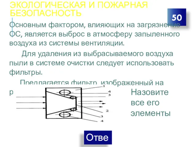 ЭКОЛОГИЧЕСКАЯ И ПОЖАРНАЯ БЕЗОПАСНОСТЬ 50 Основным фактором, влияющих на загрязнение