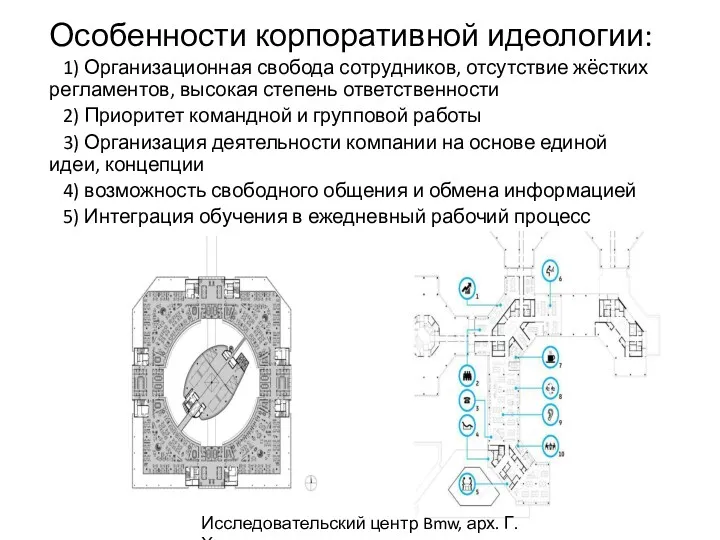 Особенности корпоративной идеологии: 1) Организационная свобода сотрудников, отсутствие жёстких регламентов,