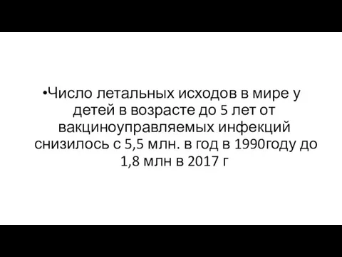 Число летальных исходов в мире у детей в возрасте до