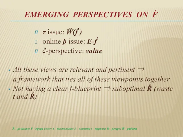EMERGING PERSPECTIVES ON Ḟ τ issue: Ẅ(ḟ ) online þ