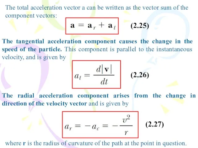 The tangential acceleration component causes the change in the speed