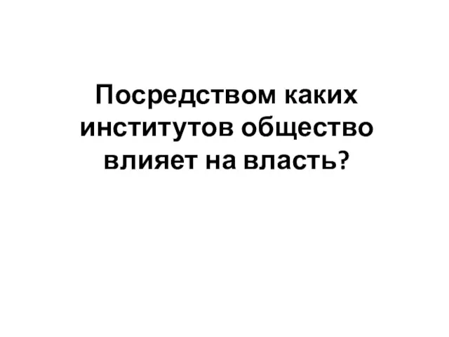 Посредством каких институтов общество влияет на власть?