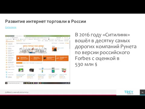 Развитие интернет торговли в России Ситилинк В 2016 году «Ситилинк»