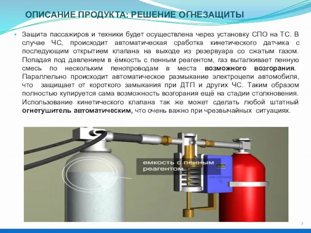 ОПИСАНИЕ ПРОДУКТА: РЕШЕНИЕ ОГНЕЗАЩИТЫ Защита пассажиров и техники будет осуществлена