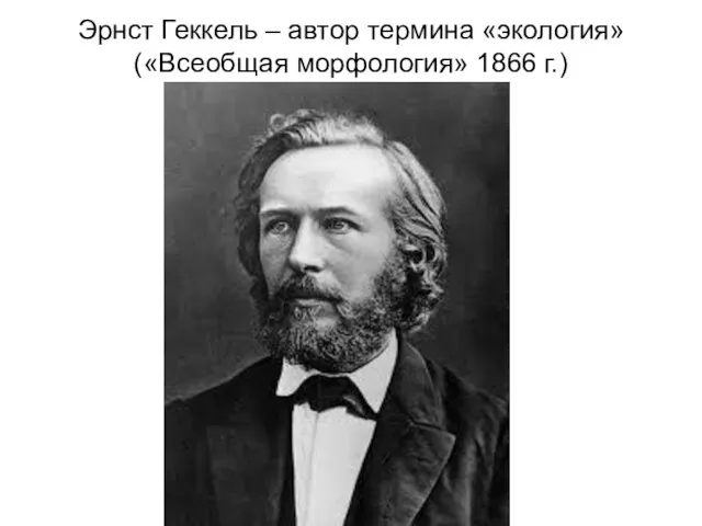 Эрнст Геккель – автор термина «экология» («Всеобщая морфология» 1866 г.)