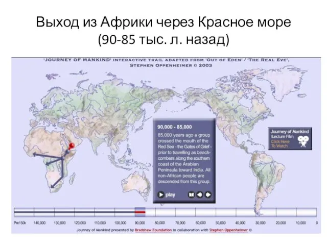 Выход из Африки через Красное море (90-85 тыс. л. назад)