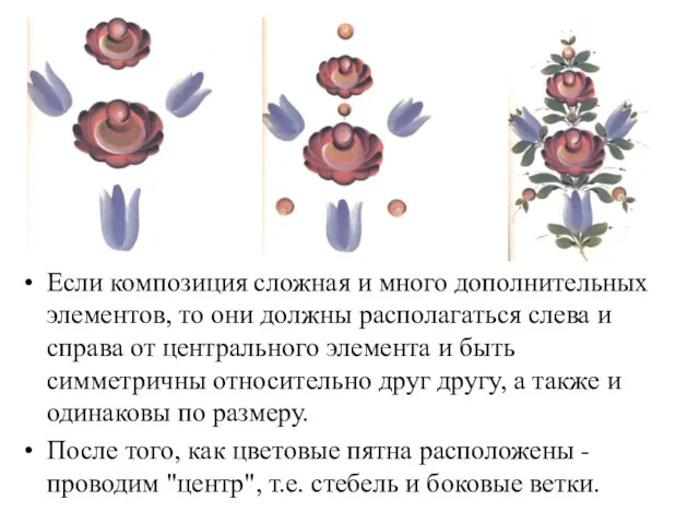 Если композиция сложная и много дополнительных элементов, то они должны