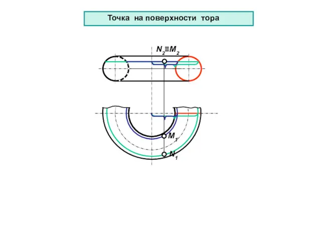 N1 N11 M1 M11 Точка на поверхности тора N2≡M2