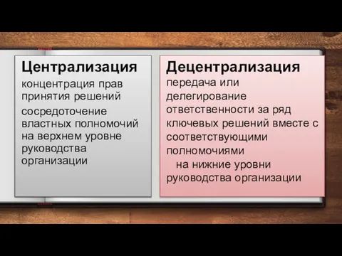 Централизация концентрация прав принятия решений сосредоточение властных полномочий на верхнем