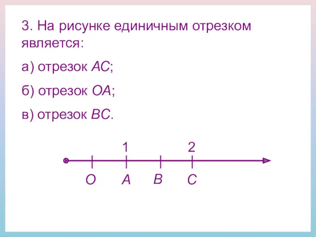 3. На рисунке единичным отрезком является: а) отрезок АС; б)